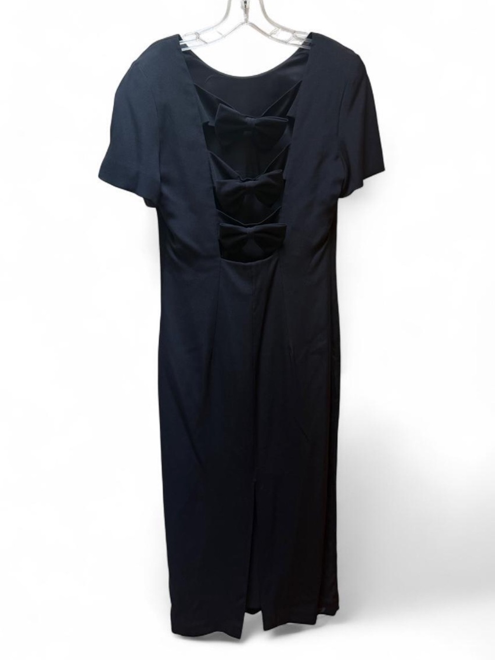 Santa Fe Elegant Black Bow-Back Midi Dress